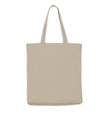 A beige canvas tote bag called "Bags" with two handles is displayed empty, facing forwards against a white background.