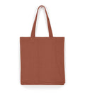 Bags: A simple, rectangular tote bag in rust-coloured fabric with two handles, shown flat on a white background.