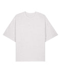 A plain light grey T-shirt short-sleeve crew neck is laid flat on a white background, featuring no patterns, logos, or designs.