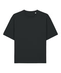 A black short-sleeve T-shirt with a crew neck, displayed flat on a white background.