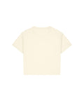A solid off-white T-shirts product with short sleeves and a crew neck, displayed on a white background.
