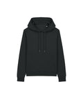 A black Hoodies sweatshirt with long sleeves, a front pocket, and drawcords is displayed flat on a white background.