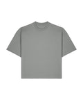 A light grey, short-sleeve T-shirt crew neck is displayed flat on a white background.