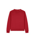 The Sweatshirts product features a plain red long-sleeve crew neck design with ribbed cuffs, hem, and collar. Laid flat on a white background, it has no visible logos or designs.