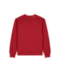 A red Sweatshirts crew neck with long sleeves, ribbed cuffs, and hem is shown laid flat on a white background.