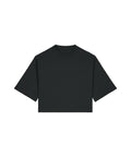 A plain black, short-sleeve crew-neck crop top from T-Shirts is shown against a white background. The smooth fabric has no visible logos, patterns, or embellishments.