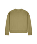 An olive green, long-sleeved crew-neck sweatshirt from Sweatshirts is laid flat on a white background.