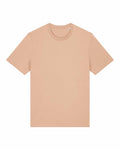 The product, SX701 by Stanley/Stella, is featured from the front against a white background, highlighting its plain beige design with a simple and clean aesthetic. It includes a ribbed crew neckline and short sleeves.