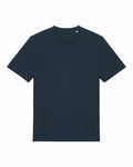 The SX701 by Stanley/Stella is a plain, dark navy blue T-shirt showcased against a white background, featuring short sleeves and a round neckline.