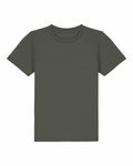 A Stanley/Stella SX702 T-shirt displayed on a white backdrop, featuring an olive green color with short sleeves and a straightforward crew neck design, exuding a minimalist and versatile style.