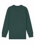 A Stanley/Stella SX704 green long-sleeve sweatshirt featuring a crew neck, showcased against a plain white background.