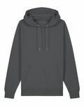 The SX705 from Stanley/Stella is a plain dark gray hoodie featuring a front pocket and drawstrings.