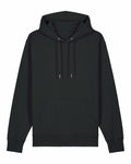 The SX705 hoodie by Stanley/Stella, featuring a dark green color, front pocket, and drawstring hood, is showcased on a plain white background.