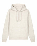 The Stanley/Stella SX705 is a soft, light gray hoodie featuring a front pocket and drawstrings. It has a slightly textured fabric with ribbed cuffs and hem, all laid flat against a plain white background.