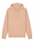 A plain beige hoodie, model SX705 by Stanley/Stella, featuring a front pocket and drawstring hood.