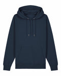 The Stanley/Stella SX705 is a plain, dark blue hoodie featuring a front pocket and drawstrings on the hood. Its material is soft and comfortable, making it ideal for casual wear. The design is simple and unadorned, highlighting its solid color and classic style.
