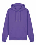 A Stanley/Stella SX705 hoodie in purple, featuring a front pocket and drawstrings, displayed against a plain white background.