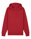 The SX705 by Stanley/Stella features a classic red design, complete with a front pocket and adjustable drawstrings at the hood. The hoodie is displayed flat against a white background.