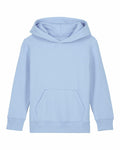 Displayed against a white background is the SX706, a light blue Stanley/Stella hoodie featuring a front pocket and long sleeves. Its hood is laid flat, showcasing the soft material it is made from.