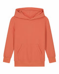 SX706 hoodie by Stanley/Stella, displayed on a plain white background. The orange hoodie features long sleeves, a front pocket, a hood, and ribbed cuffs.