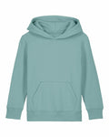 A Stanley/Stella SX706 hooded sweatshirt in light teal, featuring a front pocket and long sleeves, laid flat against a plain white background.