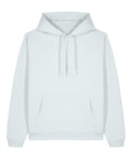 A light blue Hoodies sweatshirt featuring a hood, front kangaroo pocket, drawstrings, and ribbed cuffs and hem, shown on a white background.
