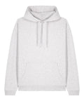 A plain light grey "Hoodies" sweatshirt with a front pouch pocket and drawstrings, shown flat on a white background.