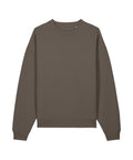 The Sweatshirts product is a solid brown, plain, long-sleeved crew neck with ribbed cuffs and hem, relaxed fit, shown on a white background.
