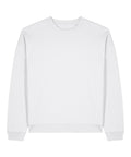 A white crew neck sweatshirt with long sleeves plus ribbed cuffs, hem, and neckline from Sweatshirts, shown laid flat on a white background.
