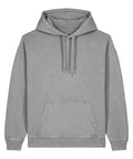 The Hoodies product is a light grey, plain hooded sweatshirt with long sleeves, front pocket, ribbed cuffs and hem, and drawstrings at the hood, shown laid flat on a white background.