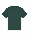 Product Data: A front-facing view of the Stanley/Stella SX714, a plain dark green short-sleeved t-shirt, set against a white background.
