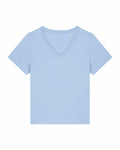 SX720 by Stanley/Stella, featuring a light blue shade and V-neck design, set against a white background.