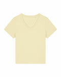 A plain, SX720 V-neck T-shirt in light yellow from Stanley/Stella on a white background.
