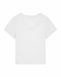 Stanley/Stella SX720 white V-neck short-sleeve T-shirt shown against a plain background.