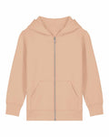 The SX749 by Stanley/Stella is a beige hoodie featuring a full-zip front with two front pockets, long sleeves, and a hood. It boasts a simple and stylish design.