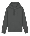 The Stanley/Stella SX789 is a plain dark gray hoodie featuring a front pocket and a drawstring hood.