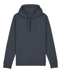 SX789 hoodie in dark gray by Stanley/Stella, featuring a front pocket and drawstring hood, laid flat on a white background.