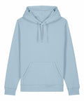 A Stanley/Stella SX789 hoodie in light blue, featuring a front pocket and drawstring hood, displayed against a white background.