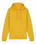 A vibrant yellow SX789 hoodie from Stanley/Stella, featuring a front pocket and adjustable drawstrings, set against a white backdrop.