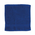 A plain blue towel with a textured border from Towel City, product code TC001.