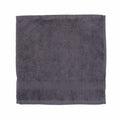 A Towel City TC001 folded gray hand towel featuring a textured pattern near the edge, laid flat against a white background.