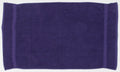 Displayed on a plain white background, the TC003 by Towel City features a neatly laid out dark purple towel with two lighter purple stripes near the edges.