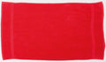 A vibrant red towel from Towel City, product TC004, lies flat against a white background. The rectangular towel features neatly finished edges and appears soft and plush in texture.