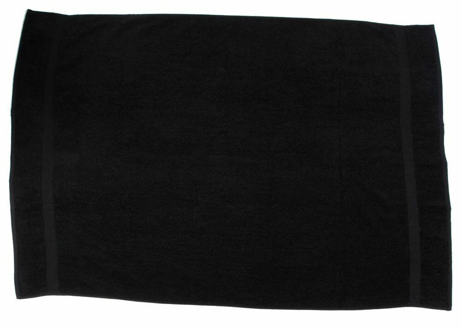 A flat TC006 towel in plain black by Towel City.