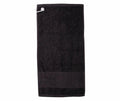 The product displayed is the TC033, a black rectangular towel from Towel City, featuring a metal clip.