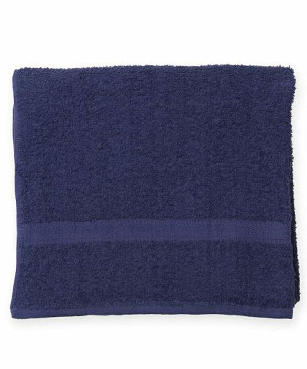 A folded navy blue TC044 by Towel City with a textured, absorbent surface.