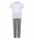 A Towel City TC059 white short-sleeve T-shirt matched with gray pants.