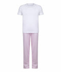 Towel City's TC059 white T-shirt matched with pink and white striped pants.