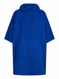 Towel City TC810 poncho in blue with a hood and front pocket.