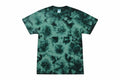 Colortone's TD02M T-shirt features a green and black tie-dye design with an abstract swirl pattern, showcased against a simple white background.